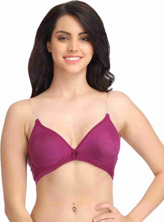 Buy Non-Padded Non-Wired Bra with Detachable Transparent Straps In Blue  Online India, Best Prices, COD - Clovia - BR0762A08