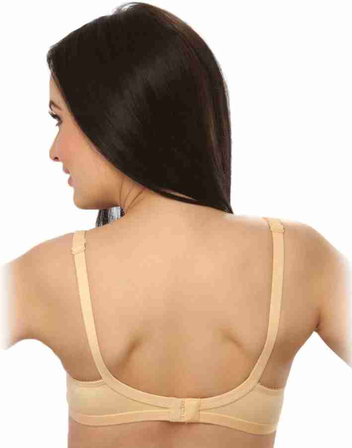 Clovia Cotton Rich Non-Padded Full Support Bra In Skin Women
