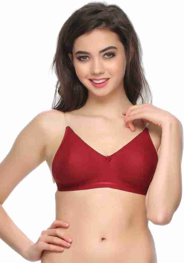 Buy Clovia Cotton Rich Non Wired T Shirt Bra With Transparent Multiway  Straps Red - Bra for Women 1194071