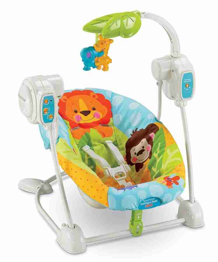 FISHER PRICE SpaceSaver Swing Seat SpaceSaver Swing Seat Buy Lion Monkey Elephant Giraffe toys in India. shop for FISHER PRICE products in India. Toys for 5 Months Kids. Flipkart