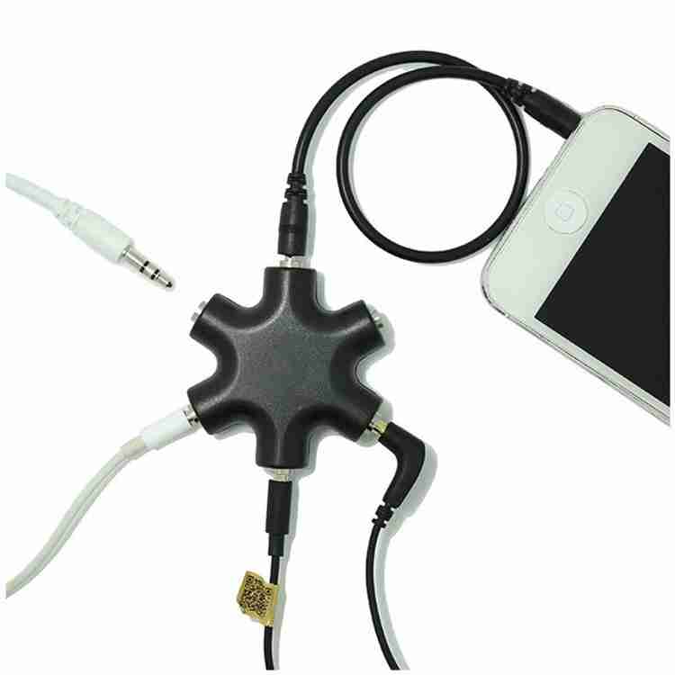 Fingers Red Black 6 Port Multi Headphone Adapter Stereo Audio