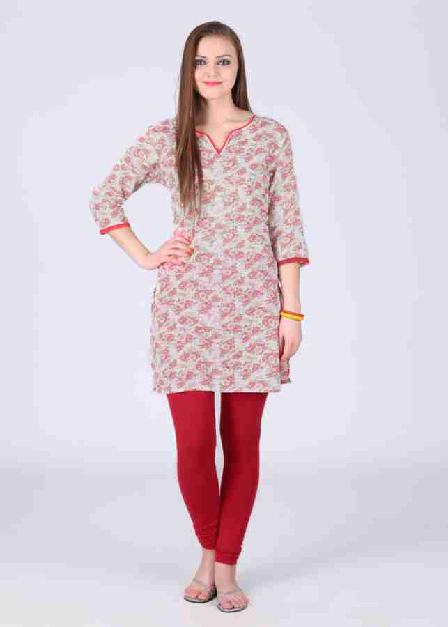 White kurti red leggings sale