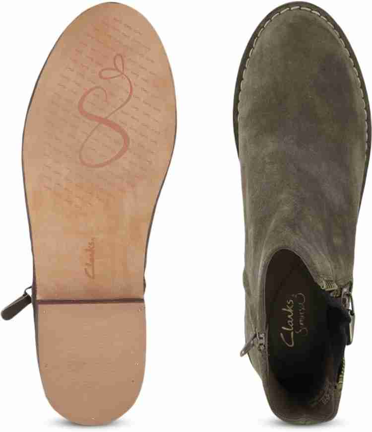 CLARKS Cabaret Ruby Boots For Women Buy Khaki Suede Color CLARKS Cabaret Ruby Boots For Women Online at Best Price Shop Online for Footwears in India Flipkart