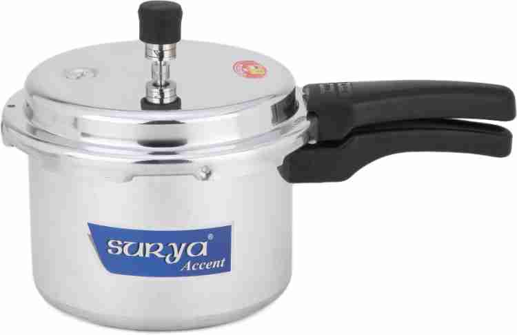 Surya Accent Popular 3 L Outer Lid Induction Bottom Pressure Cooker Price in India Buy Surya Accent Popular 3 L Outer Lid Induction Bottom Pressure Cooker online at Flipkart