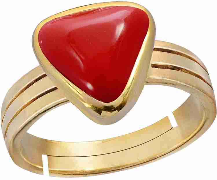 GEMORIO Trikona Coral Moonga 5.5cts or 6.25ratti Panchdhatu For