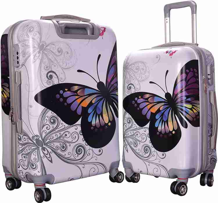 FORTUNE Butterfly Printed Luggage Cabin Suitcase 4 Wheels 20