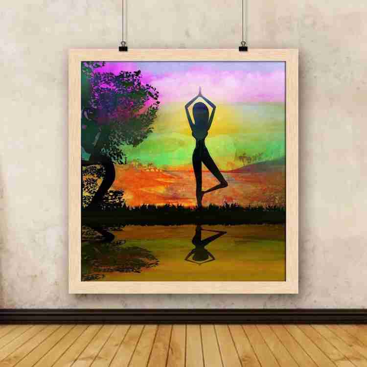 Artzfolio Girl In Yoga Pose Framed Wall Art Painting Print Canvas