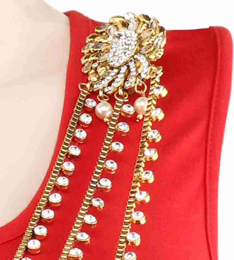 Saree brooch with long chain sale