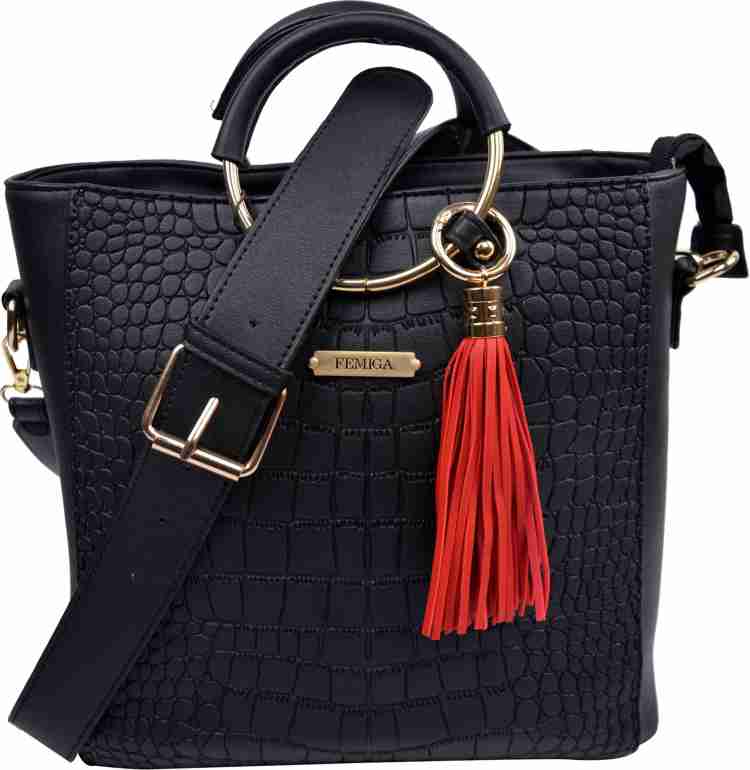 Femiga Black Sling Bag Sling Bag 025 Black Black Price in India