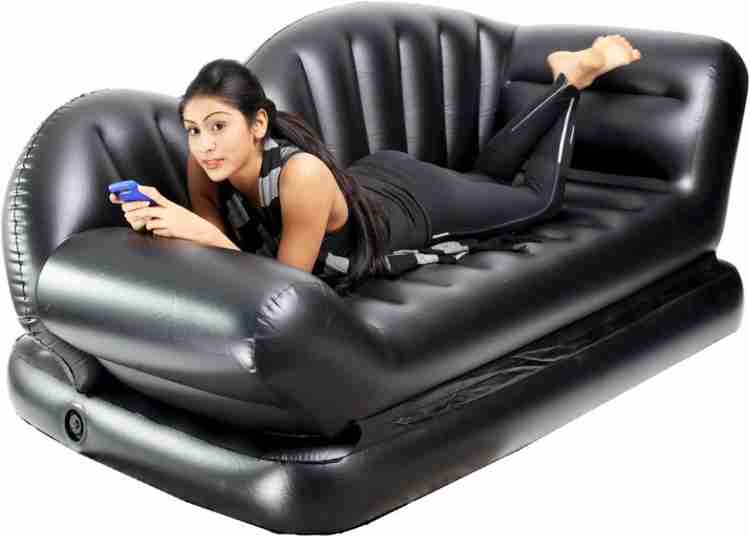 Telebrands Sofa Cum Bed Air Lounge PVC Air Multipurpose Black