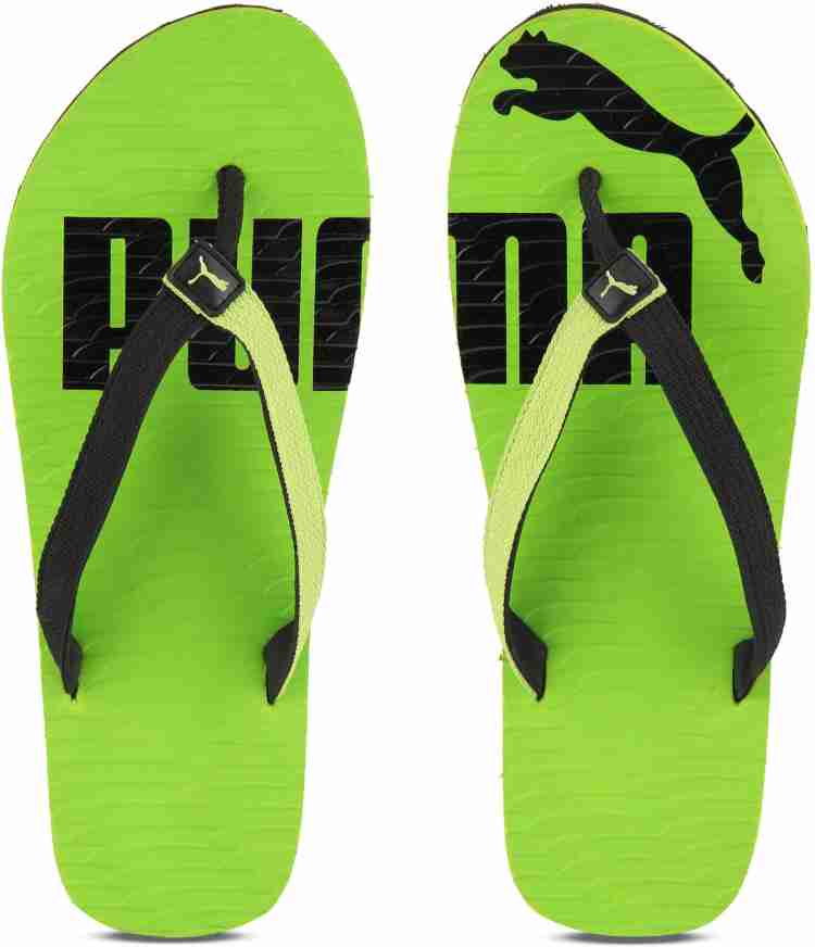 Puma black and outlet green flip flops