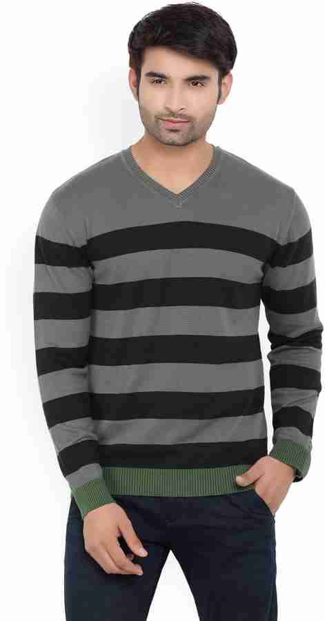John Players Striped V Neck Casual Men Black Grey Sweater Buy Mint Green John Players Striped V Neck Casual Men Black Grey Sweater Online at Best Prices in India Flipkart