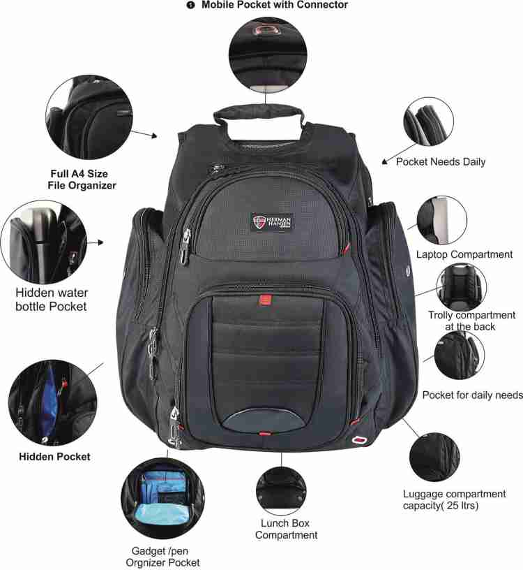 HERMAN HANSEN Multiutility Backpack 45 Litre Laptop Backpack Black Price in India Flipkart