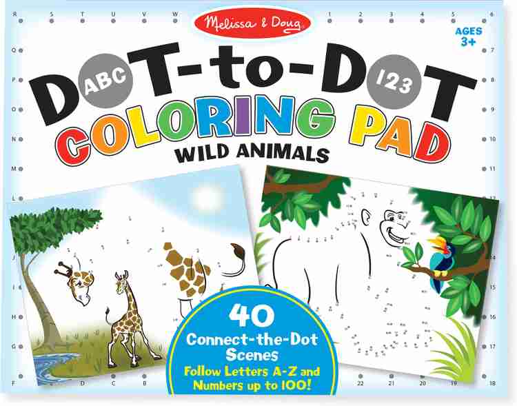 MELISSA DOUG ABC 123 Dot to Dot Coloring Pad Wild Animals