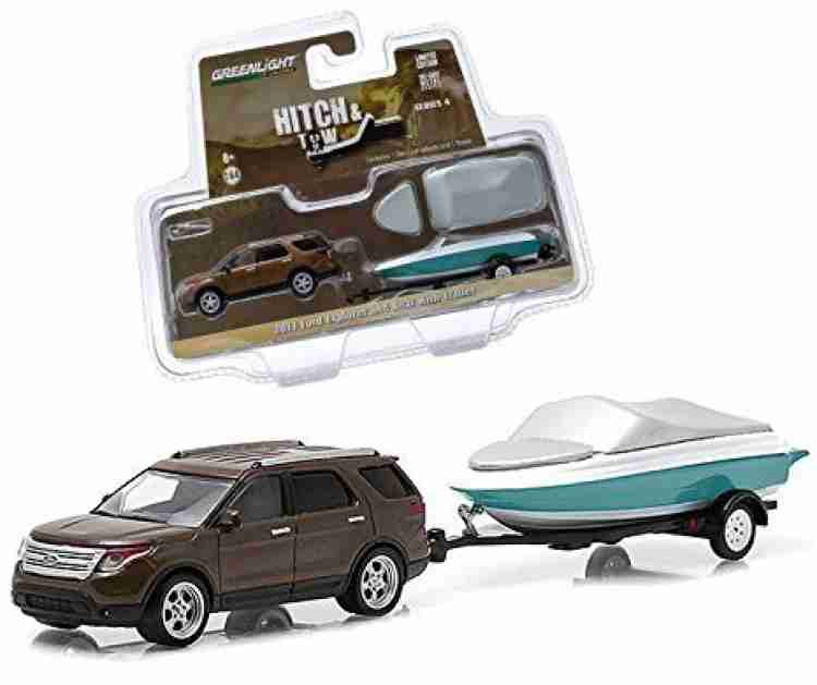 FISHING BOAT ON TRAILER W HITCH 1:64 SCALE COLLECTIBLE DIORAMA PROP MODEL  BOAT