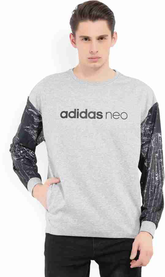 ADIDAS NEO Full Sleeve Printed Solid Men Sweatshirt Buy Grey