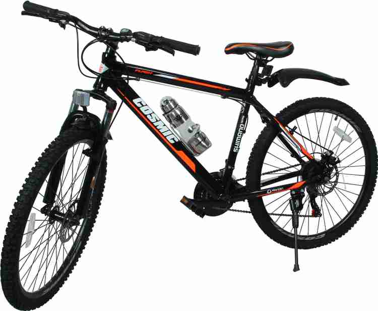 COSMIC FLASH MTB BICYCLE 21 SPEED BLACK ORANGE 26 T