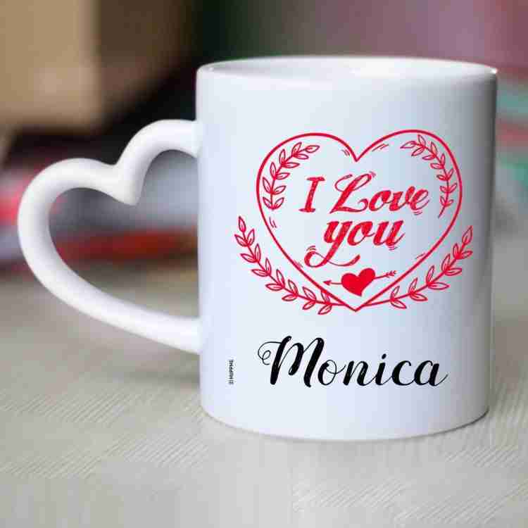 HUPPME I Love You Monica Heart Handle Ceramic Coffee Mug Price in