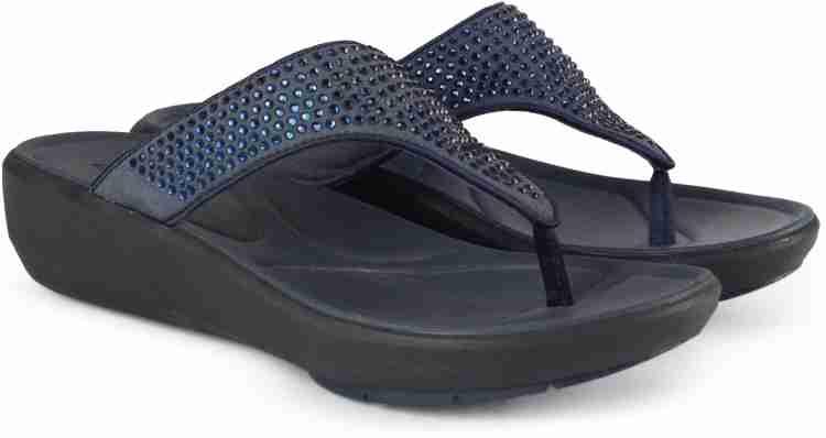 CLARKS Women Wave Dazzle Dark Blue Slippers Buy Blue Color