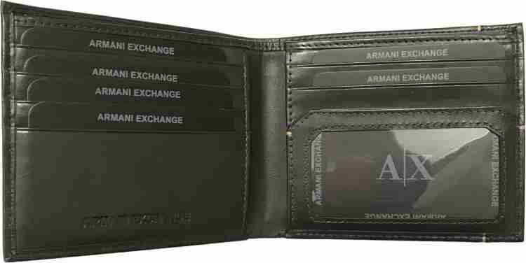 A X ARMANI EXCHANGE Men Grey Genuine Leather Wallet Dark Brown