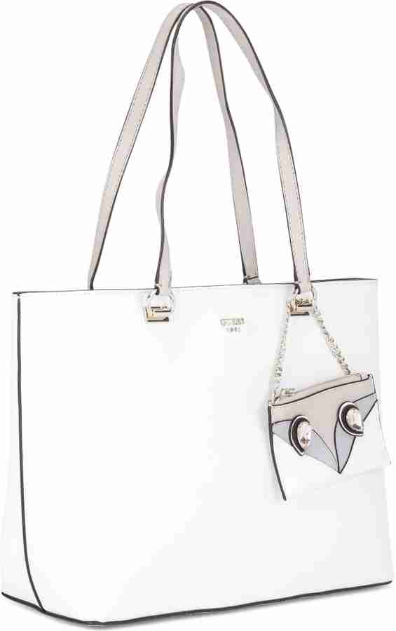 Guess white tote bags store