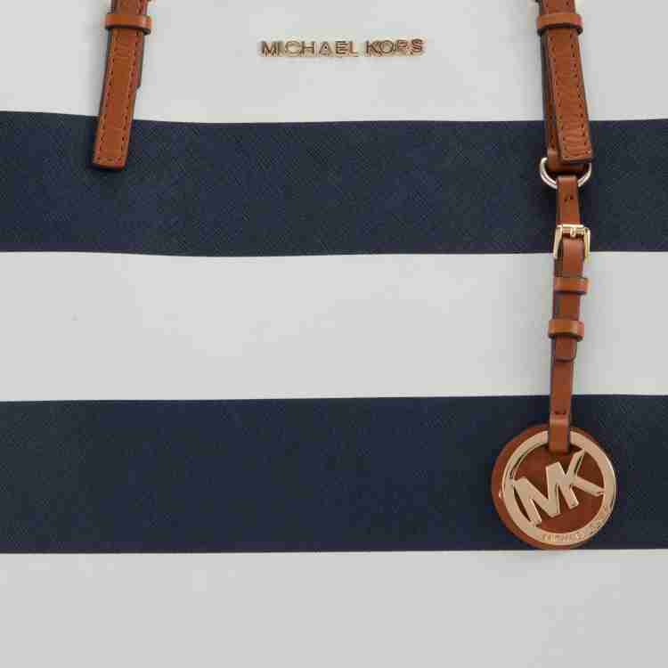 Michael kors blue and white striped bag sale