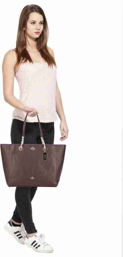 Coach turnlock chain tote oxblood hot sale