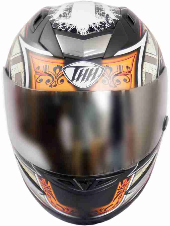 THH HELMETS TS 41 BLACK ORANGE STORM Mirror Visor Motorbike