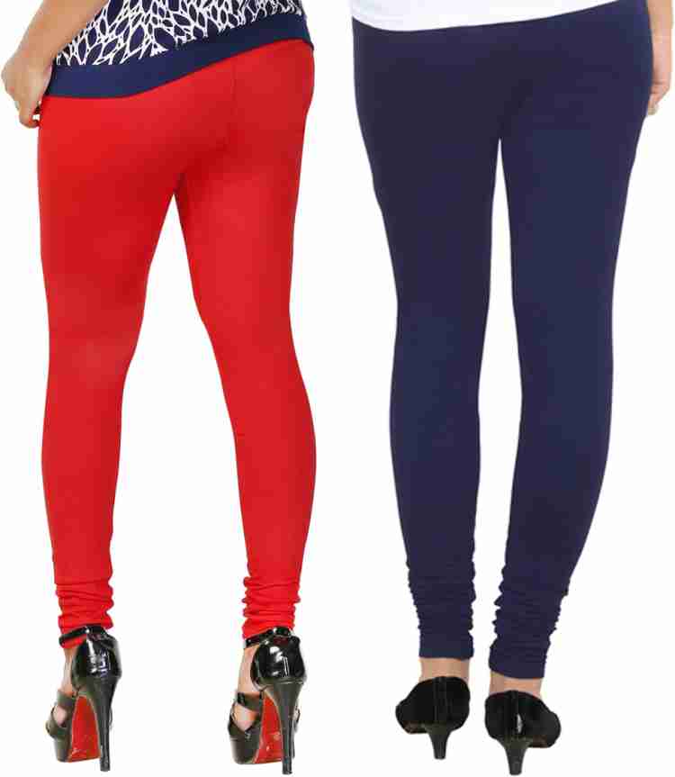 Outflits Ladies Cotton Lycra Ankle Length Leggings ( Red )