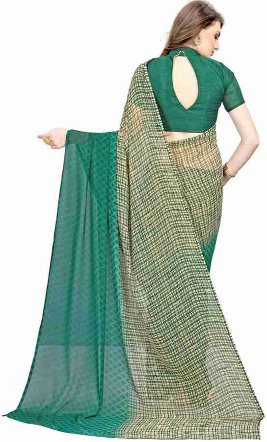 Buy LUGDA Printed Daily Wear Georgette Green Sarees Online Best Price In India Flipkart
