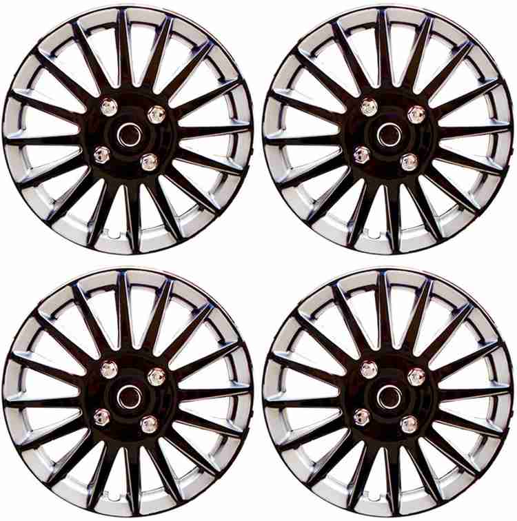 AUTO PEARL Premium Quality Car Full Caps Black and Silver 13