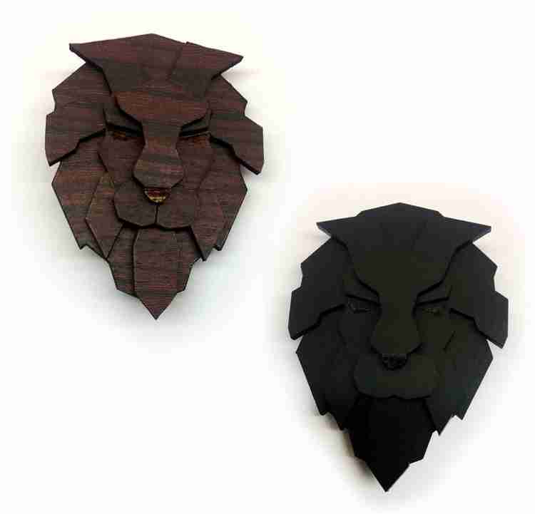 Wooden cheap lion brooch