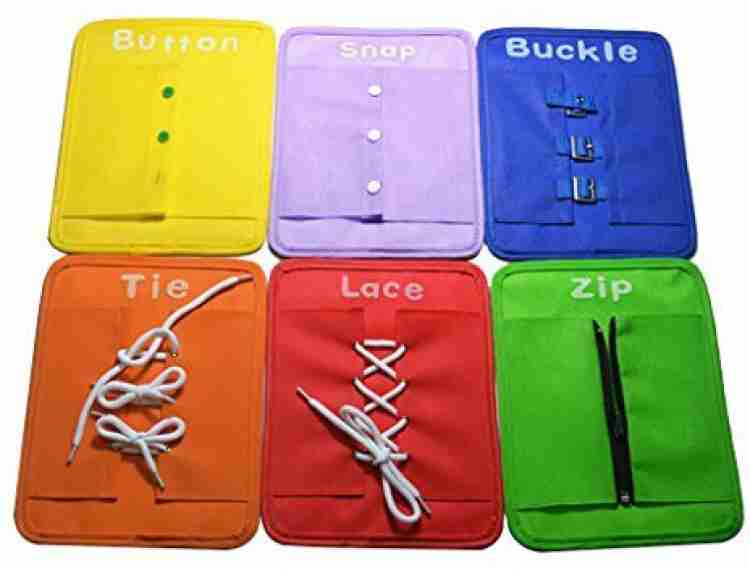 6Pcs / Set Children Learn To Zip Button Snap Buckle Tie Lace Plate