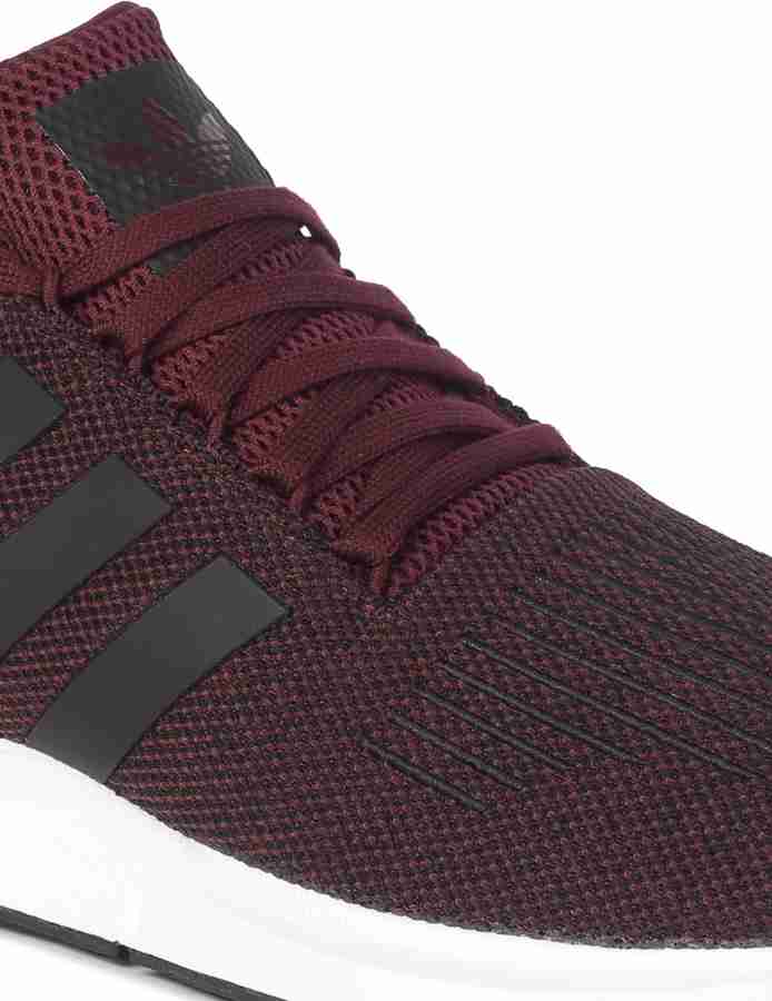 Adidas burgundy swift run glitter trainers top