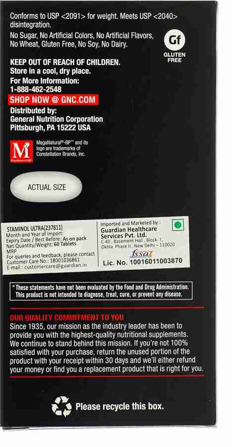 GNC GNC Men s Staminol Ultra Daily Formula for Male Performance