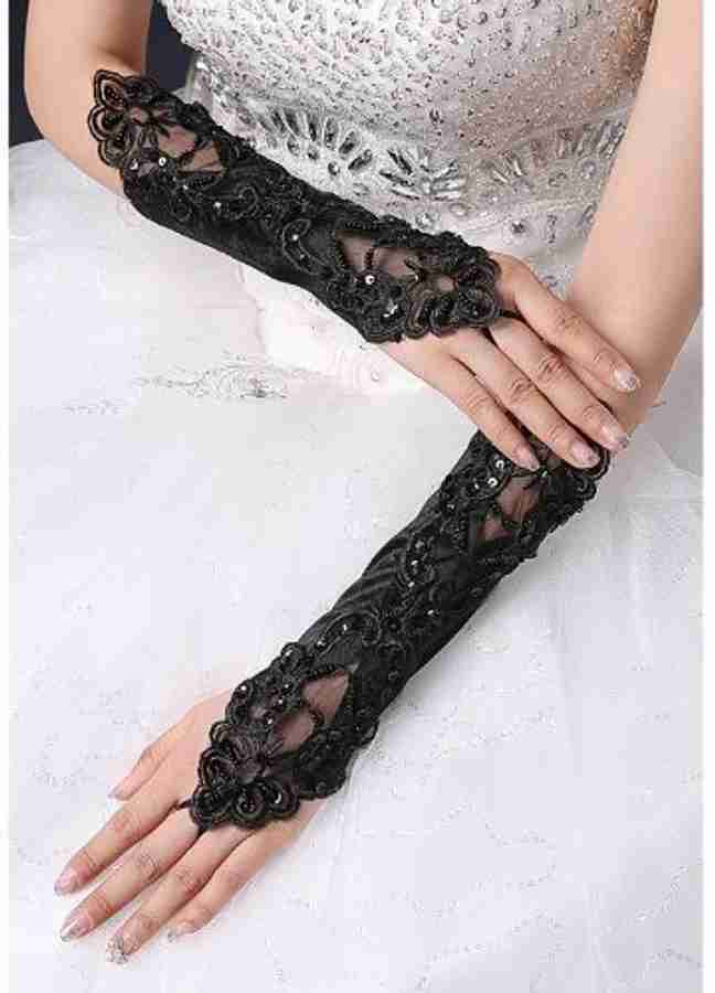 Fingerless satin gloves on sale