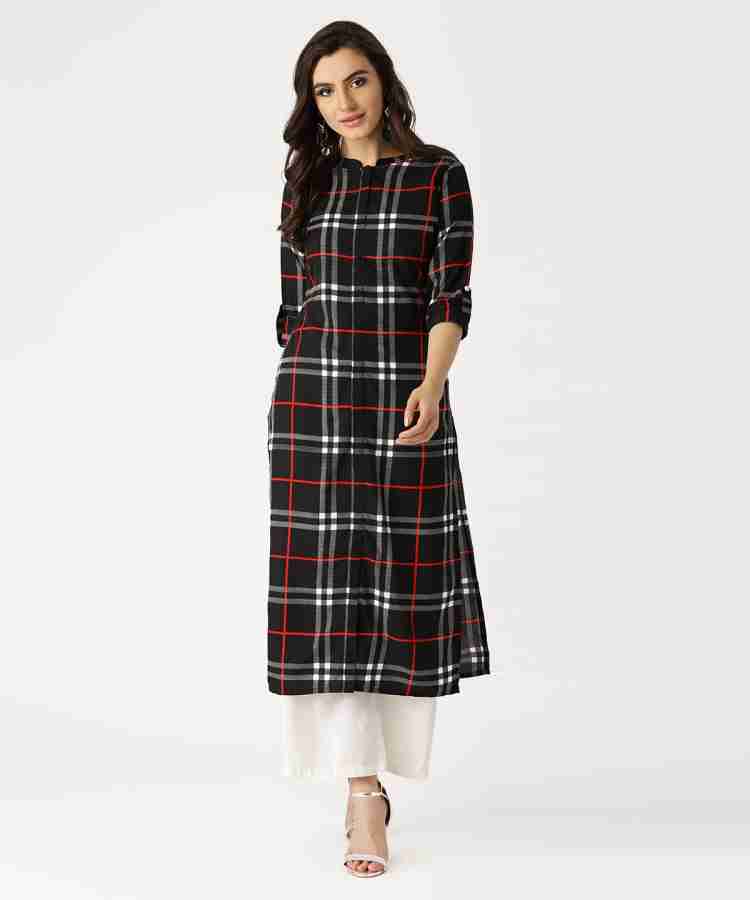 Libas women's checkered straight on sale kurta