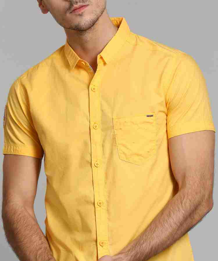 Spykar Pure Cotton Yellow Shirt, RANGER-W14-50-YELLOW