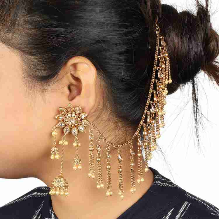 Flipkart Buy Muchmore Designer Gold Tone Bahubali Polki Earrings For Women Alloy Earring Set Online at Best Prices in India