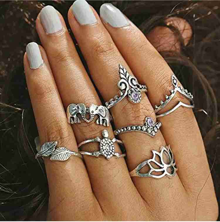 Karatcart Karatcart Antique Oxidised Silver Colour Bohemian Midi Rings for Women Alloy Silver Plated Ring Set Price in India Buy Karatcart Karatcart Antique Oxidised Silver Colour Bohemian Midi Rings ...