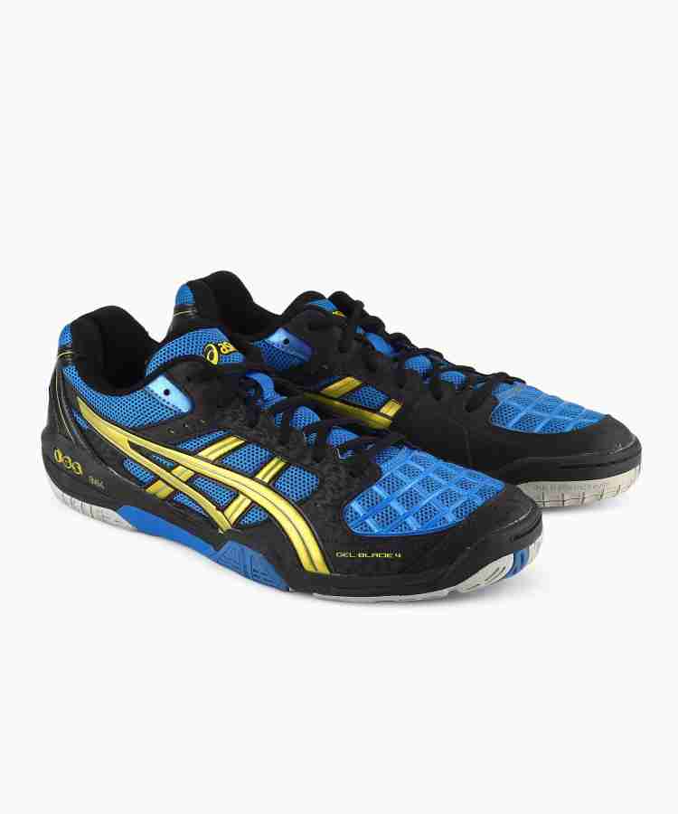 Asics GEL BLADE 4 BADMINTON For Men Buy BLU YLW BLK Color Asics GEL BLADE 4 BADMINTON For Men Online at Best Price Shop Online for Footwears in India Flipkart