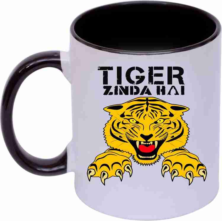 RJKART Ceramic Tiger Zinda Hai Printed Coffee For Gift Black And White Ceramic Coffee Mug Price in India Buy RJKART Ceramic Tiger Zinda Hai Printed Coffee For Gift Black And White