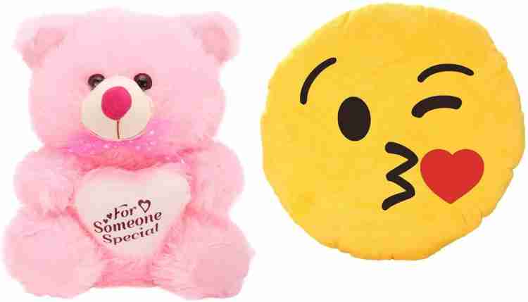 Teddy Bear Soft Toys With Emoji Smiley Pillow 25 cm Bear Soft