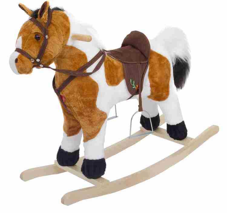 baybee Horse Wooden Plush Rocking Horse with Realistic Sounds