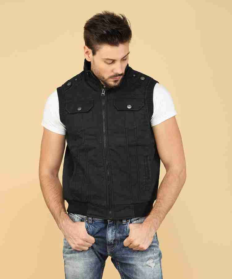 Sleeveless solid men's jacket deals
