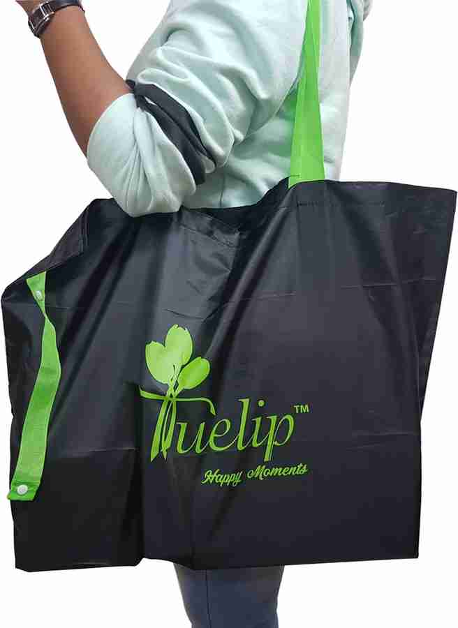 Tuelip Folding Shopping Bag Polyester Material Black Color For Regular Use Carry Bag Hand Bag Grocery Bag Price in India Buy Tuelip Folding Shopping Bag Polyester Material Black Color For