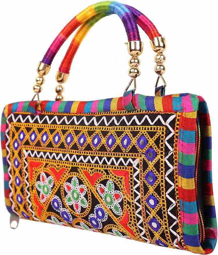 Buy Craft Trade Women Multicolor Hand held Bag Black Online
