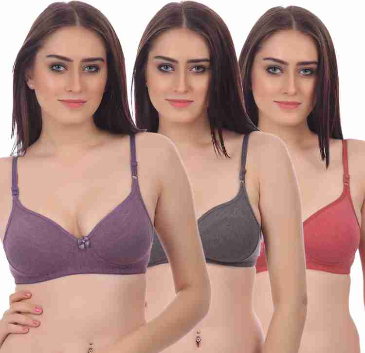 Buy Comfy Creation Women and Girls Cotton Blend Non Padded B Cup Double  Tani RGB Bra Set Pack of-3 Online In India At Discounted Prices