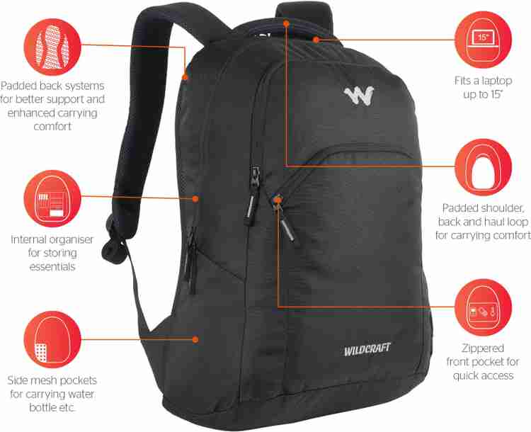 Wiki by Wildcraft Ace 2 Black Backpack 26 L Backpack