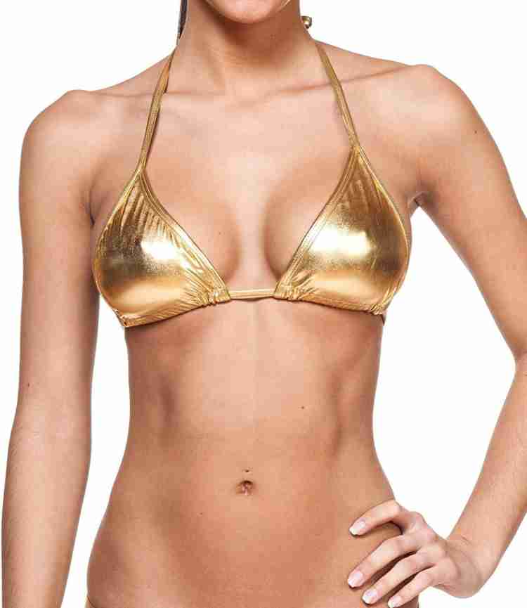 Buy MPitude Free Size Shiny Golden Bra Shiny Bikini Bra String Bra Bikini  Top Wet Look Leather Bra Women Bralette Non Padded Bra Online at Best  Prices in India